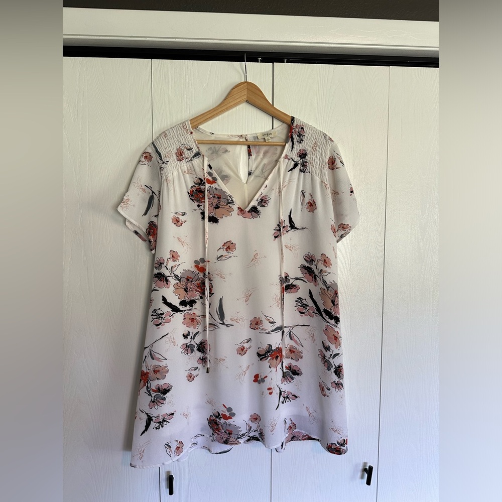 White Floral V-Neck Dress